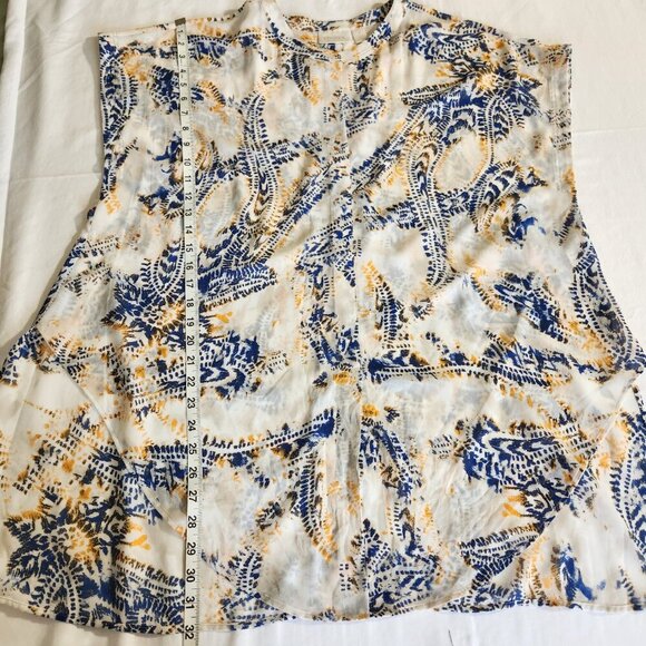 Chico's Size 3/16 Sheer Chiffon Paisley Print Short Sleeve Bat Wing Pullover Top - Picture 12 of 14